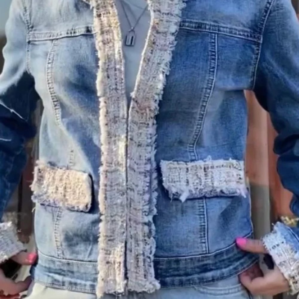 Brand Bazar Jean with Tweed Detail.  SZ Sd - Picture 2 of 4